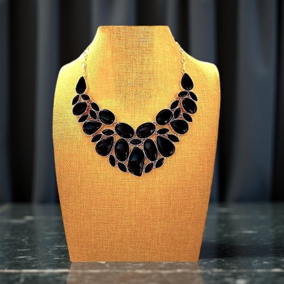 Onyx Necklace stunning statement, necklace, silver & onyx necklace NEW - Picture 14 of 15